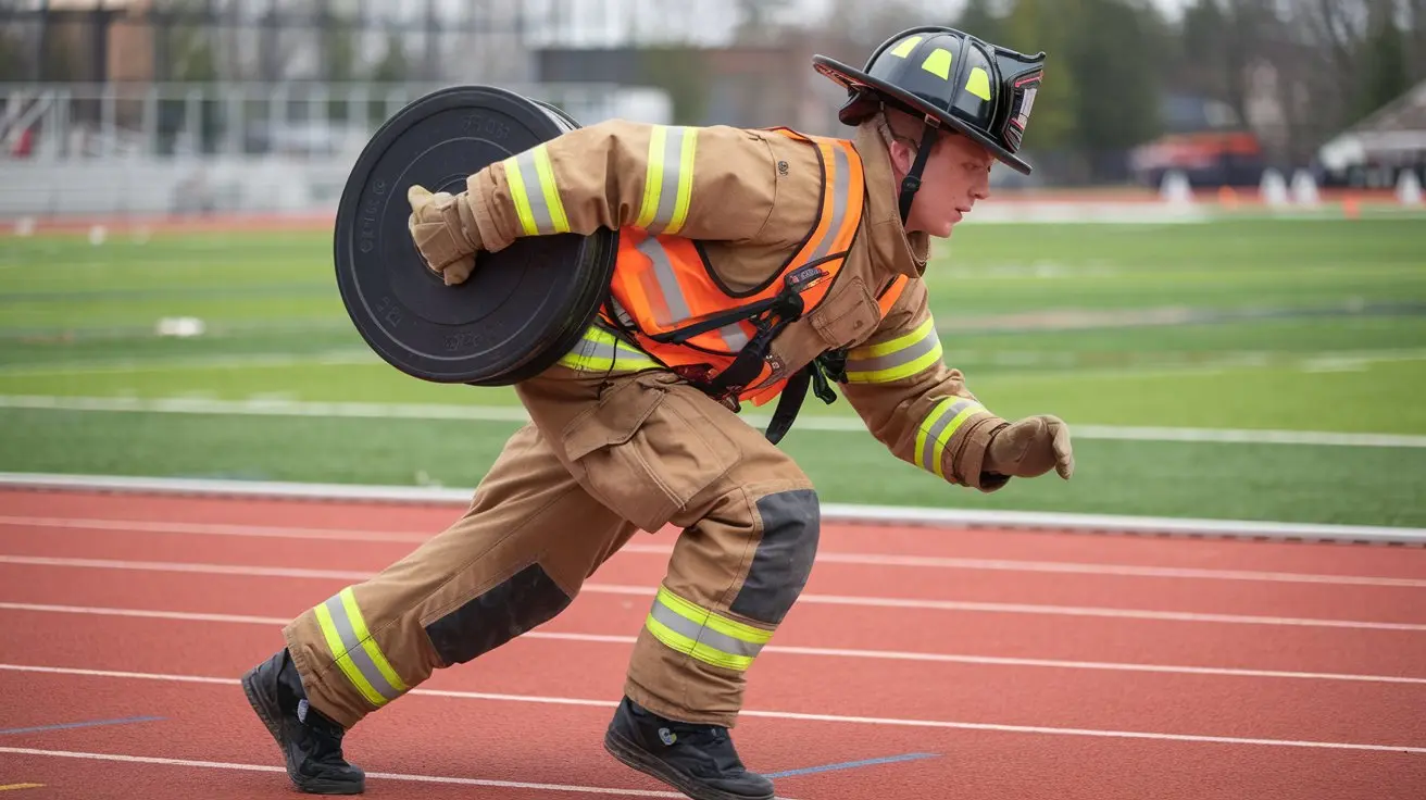 400m run with 45ibs plate firefighter workout